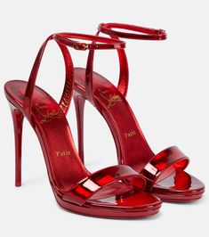 Loubi Queen 120 Leather Sandals in Red - Christian Louboutin | Mytheresa