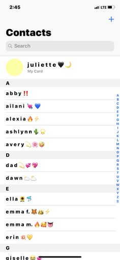 an iphone screen with the text contacts on it and icons above them in different languages