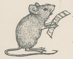 a drawing of a mouse holding a piece of paper