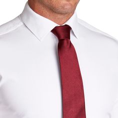 Made from 100% woven silk, our ties have subtle texture and sheen for a look that's formal and professional. 100% woven silk 3 1/2" at widest point Dry clean Red Fitted Dress Shirt For Formal Occasions, Modern Standard Tie For Office, Modern Fitted Ties For Formal Occasions, Elegant Standard Ties For Business, Classic Red Formal Dress Shirt, Modern Standard Tie For Semi-formal Occasions, Modern Standard Tie For Semi-formal Events, Elegant Solid Dress Shirt For Business Casual, Elegant Standard Tie For Semi-formal Occasion