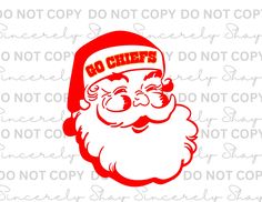 santa claus with the word go chiefs on it's chest and wearing a red hat