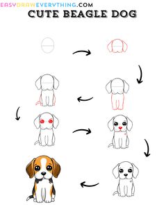 how to draw a cute beagle dog step by step drawing instructions for beginners