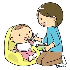 a woman feeding a baby with a spoon and bowl in her lap while sitting on the floor