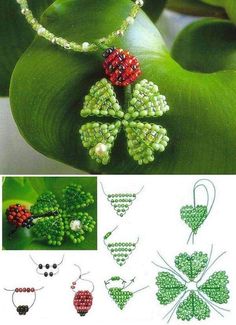 beaded shamrocks and ladybugs are featured in this brochure