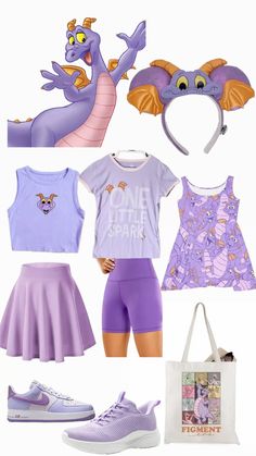 the princess and the frog costume is shown with shoes, t - shirt, skirt, headband