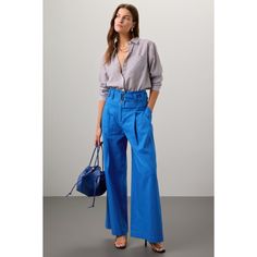 Blue (53% Linen, 47% Cotton). Pants. Front zipper closure. 31" Inseam. 10" Rise. Imported Eudon Choi, Wide Leg Linen Trousers, Neutral Bag, Dark Mark, Rent The Runway, Dry Cleaners, Tall Girl, Linen Trousers, Office Casual