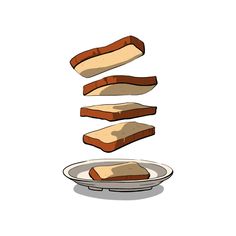 slices of bread falling into a bowl