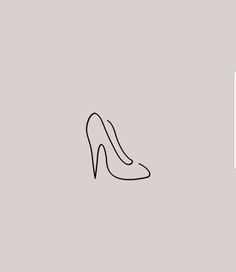 a line drawing of a high heeled shoe on a light gray background with the word,