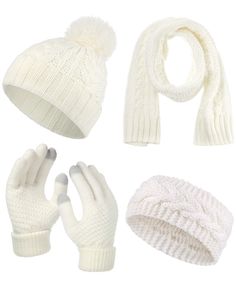 PRICES MAY VARY. Package include: you will receive 1 piece knit beanie, 1 pair (2 pieces) knit touchscreen gloves, 1 piece knit scarf and 1 piece ear warmer head band, this is a good winter warm accessories, suitable to be worn to preserve your head, neck, ears, cheeks and fingers from the cold wind Soft material: our hat mitten glove scarf set is made of quality acrylic material, durable and not easy to tear, comfortable and soft to wear, please wash them by hand as suggested, and dry them flat Cable Knit Scarf, Ear Warmer Headband, Hat And Scarf Sets, Winter Hats Beanie, Scarf Headband, Touch Screen Gloves, Winter Hats For Women, Warm Scarf, Scarf Set