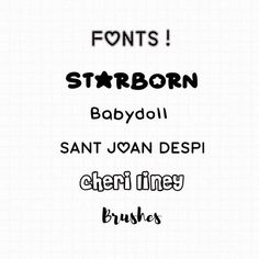 some type of font that is in different colors and sizes, with the words starborn above