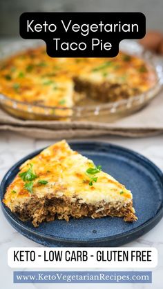 keto vegetable taco pie on a blue plate