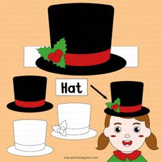 an image of a person wearing a top hat with the word hat on it and other hats