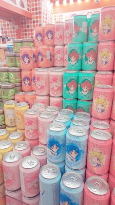 cute pastel pink soda cans sailormoon. adorable kawaii japan anime Cute Drinks, Pink Soda, Soda Brands, Colorful Drinks, Sailor Moon Stars, Make A Character, Pastel Goth Fashion, Class Activities, Candy Store