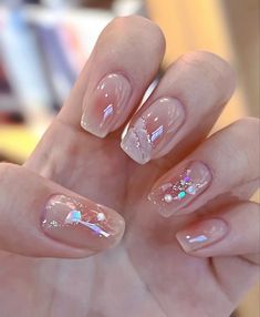 Neutral Nail Art Designs, Rose Nail Art, Cute Simple Nails, Pearl Nails, Nail Swag