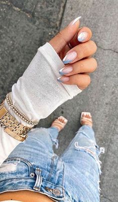 Nail Tip Designs, Nagellack Trends, French Tip Acrylic Nails, Almond Nails Designs, Nail Swag, Short Acrylic Nails