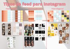 an info board with many different images and words on it, including the title tips de feed para instagramm