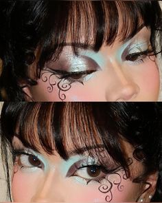 makeup, fairy, graphic liner, stenss Fun Makeup Eye Looks, Makeup Looks Colorful Eyeliner, Eye Makeup Look Ideas, Winx Fairy Makeup, Creative Fairy Makeup, Black Y2k Makeup Looks, Halloween Cute Makeup Ideas, Crazy Graphic Liner, Graphic Liner With Gems