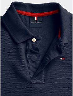 Tommy Hilfiger boys’ polo. Just like Dad’s (only smaller), our classic polo finished in airy piqué cotton. Part of our Adaptive Collection, designed for ease of dressing in classic Tommy style.  Material: 97% Cotton, 3% Elastane. Tommy Hilfiger Polo Shirt Men, Tomy Hilfiger, Tommy Hilfiger Polo Shirt, Tommy Hilfiger Polo, Unique Shirt, Mens Polo Shirts, Shirt Men, High Fashion, Tommy Hilfiger