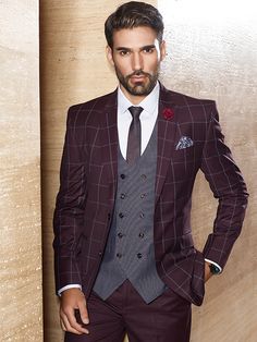 Pattern Suits For Men, Coat Pent Men Suits, Wine Suit, Guys Suits, Mens Formal Outfits, Suit For Man, Red Suits, Wedding Suit Styles, Formal Wedding Suit