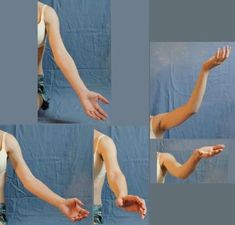 four different images of hands and feet in various positions