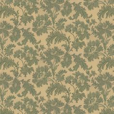 an old wallpaper with green flowers and leaves