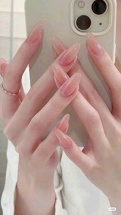 Simple Korean Nails, Milky Nails, Chin Length, Subtle Nails