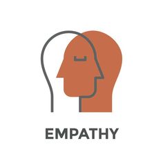 an orange head with the words empathy in grey and white text below it