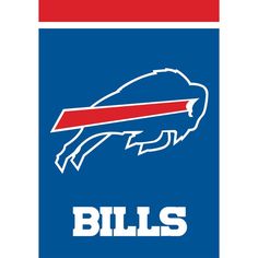 the buffalo bills logo on a blue and red background