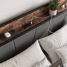 The Sturdiness bed frame offers extra stability, a breathable and wear-resistant cotton flax fabric headboard, and built-in power outlets and USB ports for convenient charging and storage.","Bed headboard has 2 outlets and 2 USB for charging devices. Bed frame includes a storage shelf for easy access to phone and other items while in bed. | Simplie Fun Queen Size 38" High Bed Frame | Mathis Home High Bed Frame, Gray Upholstered Headboard, Queen Metal Bed, Queen Size Bed Frame, Headboard With Shelves, Storage Headboard, Queen Size Platform Bed, Full Bed Frame, Platform Bed With Storage