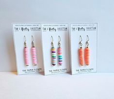 "These fun earrings are great for all ages. Each earring is made with 22 heishi beads so lengths do vary but are approximately 2\" long. Check out more colors, bracelets, necklaces and kids earrings in my shop! Happy Shopping" Lily Jewelry, Kids Earrings, Mismatched Earrings, Summer Earring, Heishi Beads, Light Weight Earrings, Fun Earrings, Diy Earrings, Clay Beads