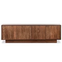 the sideboard is made out of wood and has three drawers on one side, two doors