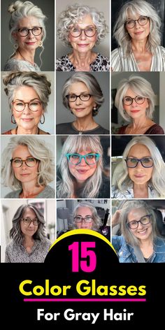 Color glasses for gray hair Eye Glasses For Grey Haired Women, Best Glasses Color For Brunettes, Glasses Frames Grey Hair, Gray Hair And Glasses Over 50, Glasses For Women With Gray Hair, Glasses And Grey Hair, Eyeglasses For Women Over 60 Gray Hair, Glasses With Grey Hair, Glasses For Salt And Pepper Hair