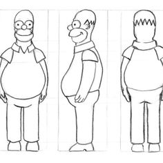 the simpsons characters are shown in three different poses, each with their own face and body