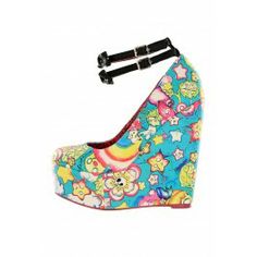 Over The Rainbow Wedge ❤ Aqua  -drooool- IRON FIIIIST High Wedge Shoes, Iron Fist Shoes, Rainbow Shoes, Walk In My Shoes, Platform Wedge Heels, Aqua Shoes, Ankle Strap Wedges, Strap Wedge, Print Shoes