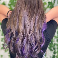 Purple Hair Color Ideas Underneath, Brown Hair With Purple Peekaboos, Purple Peekaboo Highlights Brunettes, Dark Brown Hair With Peekaboos, Peekaboo Hair Color Brunettes, Peek A Boo Hair Color Ideas, Purple Peekaboo Highlights