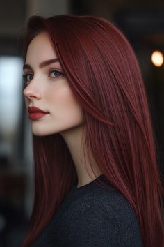 Explore top dark red hair color ideas with gorgeous ombre, balayage, and highlights! Perfect for a bold, rich look. 🍷🔥 #DarkRedHair #Ombre #Balayage #Highlights #HairInspo Chocolate Red Hair Color, Balayage Hair Red, Cherry Red Hair Color, Dark Red Hair Color Ideas, Balayage And Highlights, Deep Red Hair Color, Jayne Matthews, Red Hair Color Ideas, Dark Red Hair Color