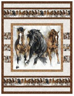 a group of horses that are running in the same direction on a wallpaper border