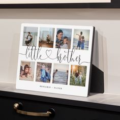 a family photo frame with the words little and brother on it