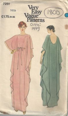 1979-Vintage-VOGUE-Sewing-Pattern-B34-034-36-034-CAFTAN-Loose-Fitting-Medium-1800 Caftan Pattern, 70s Vogue, Kaftan Pattern, Vintage Vogue Sewing Patterns, Pattern Draping, Vogue Vintage, Vogue Sewing, Vogue Sewing Patterns, Scooped Neckline