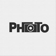 the word photo is written in black and white with an image of a camera on it