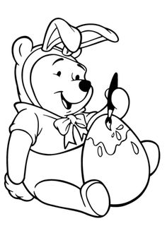 winnie the pooh holding an apple coloring pages for kids to print out and color