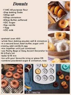 an advertisement for doughnuts with instructions on how to make them and what to use them