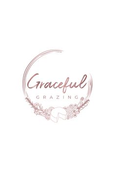 the logo for graceful graziing is shown on a white background with pink lettering