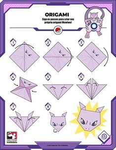 origami instructions for how to make an origami cat with pictures on it