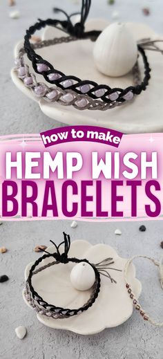 hemp wish bracelets Friendship Bracelets Simple, Hemp Bracelet Diy, Hemp Bracelet Patterns, Cord Bracelet Diy, Flowers Paper Craft, Make Paper Flowers, Ankle Bracelets Diy, Making Bracelets With Beads