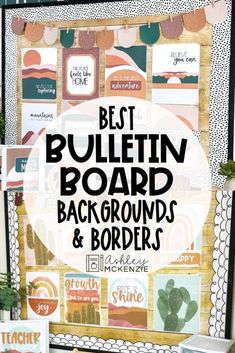 a bulletin board with the words best bulletin board backgrounds and borders on it in front of a cactus