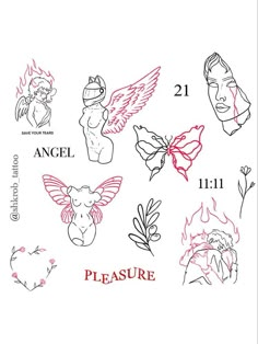 an image of some tattoos that are drawn on the back of a sheet of paper