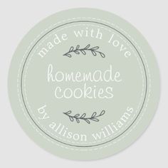 the label for homemade cookies with love