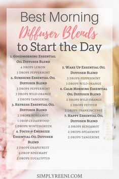 Essential Oil Combinations, Diy Essential Oil Recipes, Doterra Essential Oils Recipes, Essential Oil Diffuser Blends Recipes, Best Morning, Essential Oils Guide, Essential Oil Diffuser Recipes, Oil Diffuser Recipes