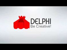 the logo for delphi be creative is shown in red and black letters on a white background